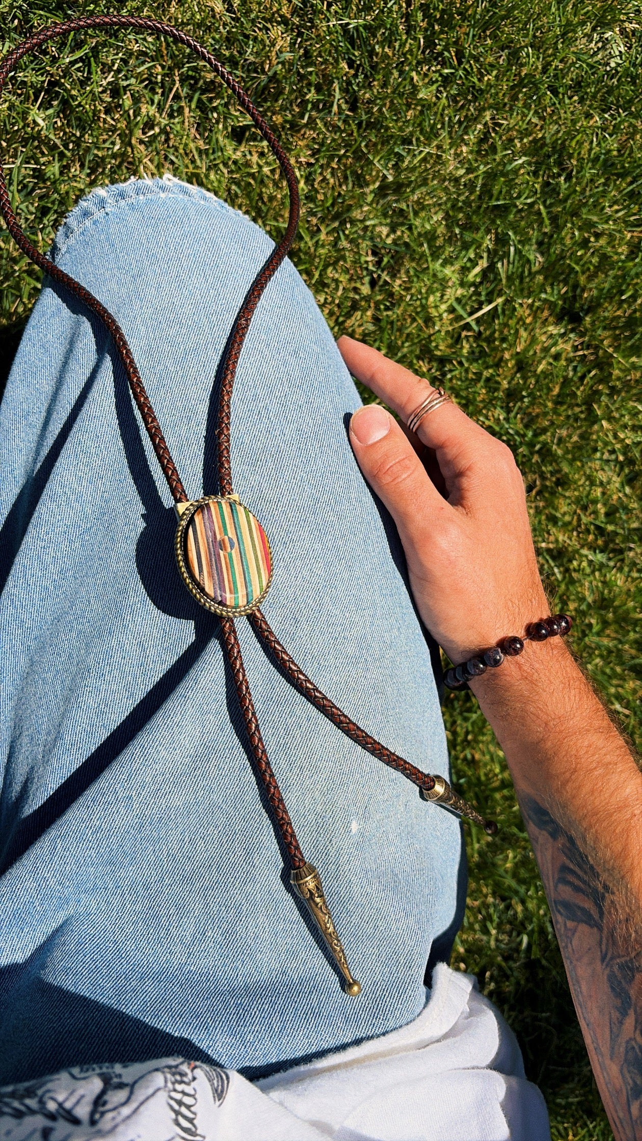 Recycled Skateboard Bolo Tie