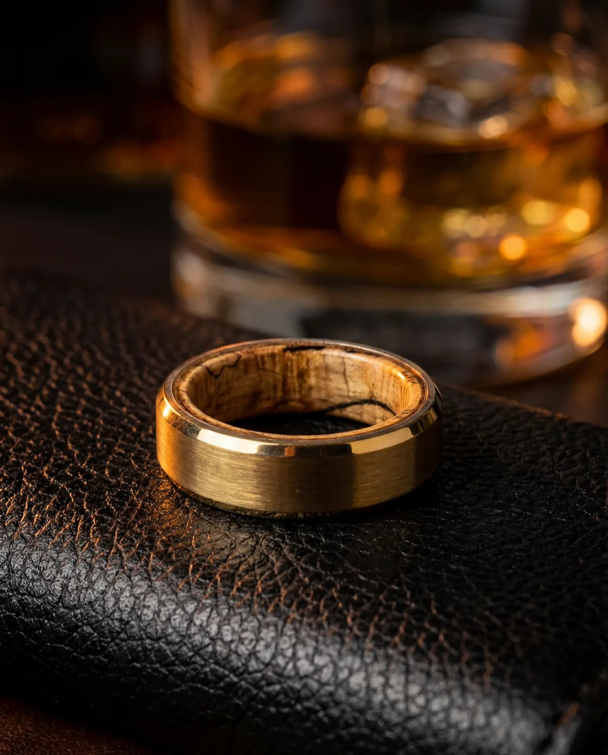 The Haven Spalted Maple Burl wedding band cinematic lifestyle photo